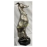 29-Inch Bronze Greyhound Statue on Octagonal Base