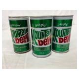 Three Vintage Mountain Dew 12 oz  Cans