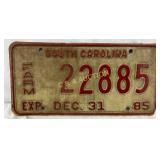 1985 South Carolina Farm Truck Tag
