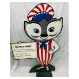 Painted Masonite Advertising Display with Metal Ba