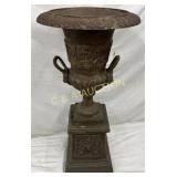 19 x 42 Inch Two-Piece Bronze Garden Urn with Orna