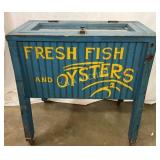 Rare Original Wooden Oyster Cooler w/ old blue pai