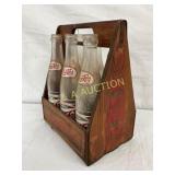 Wooden Pepsi Carrier with Six Glass Bottles