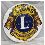 30-Inch Porcelain Double-Sided Lions Sign