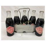Coca-Cola Metal Embossed 6-Pack Carrier with 6 Bot