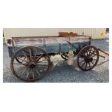 Early 20th-Century Wooden Wagon with Original Blue