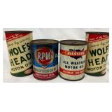 4 Vintage Oil Can Coin Banks