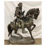 Bronze Statue of Bearded Man on Horse, 3´ x 4 1/2´