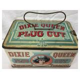 7 1/2×4 Dixie Queen Plug Cut Tobacco Tin with Hing