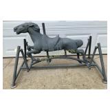 1950s-60s Cast Iron Gliding Horse with Metal Frame