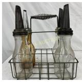 Four-Bottle Oiler Set with Metal Carrier