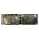 Two 1880s Engraved Flat Pocket Tobacco Tins: Centu