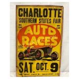 Charlotte Southern States Fair Auto Races Poster,2