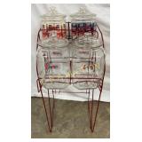 Vintage Lance Four-Jar Rack with Embossed Glass Li