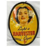 9 x 13 Self-Framed Oval Harvester Cigar Advertisin