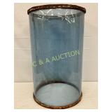 10g. Org. Frye Blue-Tinted Glass Cylinder with Met