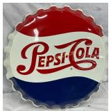 Emb. Pepsi-Cola Bottle Cap Sign by Stout Sign Co.,