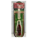 1938 Metal Dr Pepper 10-2-4 Thermometer with Bottl