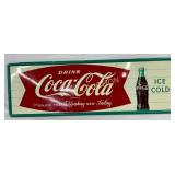 1962 Coca-Cola Fishtail Tin Sign by Robertson, 53×