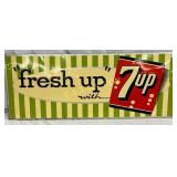 Emb. 7UP Sign, 30in x 12in Fresh Up! Nice colors
