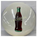 24in. Coca Cola White Button in Metal with Bottle