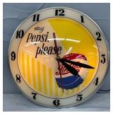 Pepsi-Cola Clock Double Bubble Glass Face, 15 Inch