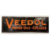 Emb. Veedol Motor Oils & Greases Sign, 41 1/2 x 13