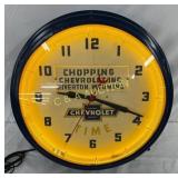 21in. Chevrolet Dealership Neon Clock: Chopping Ch