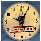 16in. Champion Spark Plugs Clock with Plastic Face