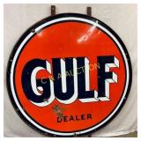 5 1/2ft. Porc. Gulf Dealer Sign with Original Hang