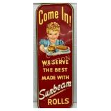 1952 Emb Vertical Sunbeam Bread Sign, 19 x 55 Inch