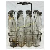 8 Shell Oil Bottles with Metal Carrying Rack
