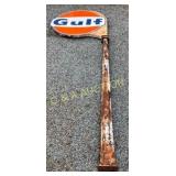 2 Sided Gulf Dog Ear 6ft. Porcelain Sign with Pole
