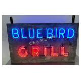 Two-Sided Blue Bird Grill Neon Can Sign, NC 40×24