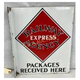 Porc. Railway Express Agency Flange Sign 15×18