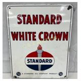 1954 Standard White Crown Porc. Pump Plate, 12×15