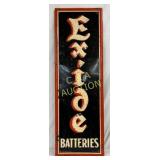 1950 Exide Batteries Emb. Vertical Self-Framed Me