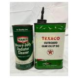 Two Texaco Cans: Outboard Gear Oil EP 90 and Heavy
