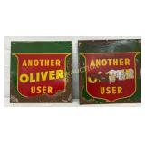Two 12×12-Inch Metal Another Oliver User' Signs