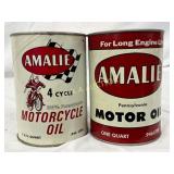 Two Amalie 1 Quart Motor Oil Cans, Full