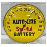 12-Inch Auto-Lite Sta-Ful Battery Advertising Ther