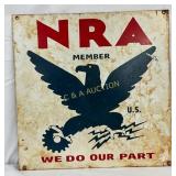NRA Member SS Metal Sign, 16in.