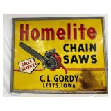 Emb Metal & Wood Homelite Chain Saws Advertising