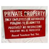 Porc. Private Property Sign by Bassett Furniture 3