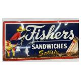 Fishers Sandwiches Satisfy' Sign, 48 x 24 Inches