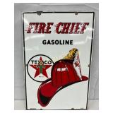 1955 Texaco Fire Chief Porc. Pump Plate, 12×15