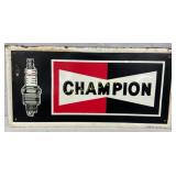 1967 Emb Champion Spark Plug Sign, Self-Framed, 23