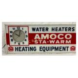 Amoco Sta-Warm Light-Up Advertising Clock Sign 36×