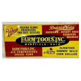 Emb. Farm Tools Self Framed Metal Sign, 36in by 16