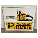 58 x 46.5 Pioneer Partner Chainsaw Emb. Metal Sign